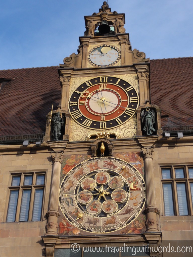And here's a closer look at  the astronomical clock on top of the Rathaus