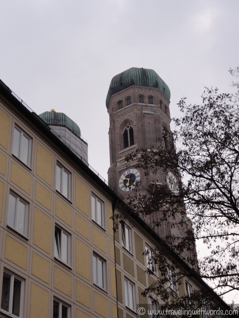 The Frauenkirche of Munich...is just behind that shorter building